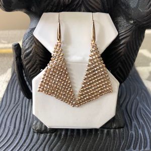 COPY - Swarovski “fit fan” golden shadow crystal mesh drop dangle earrin…